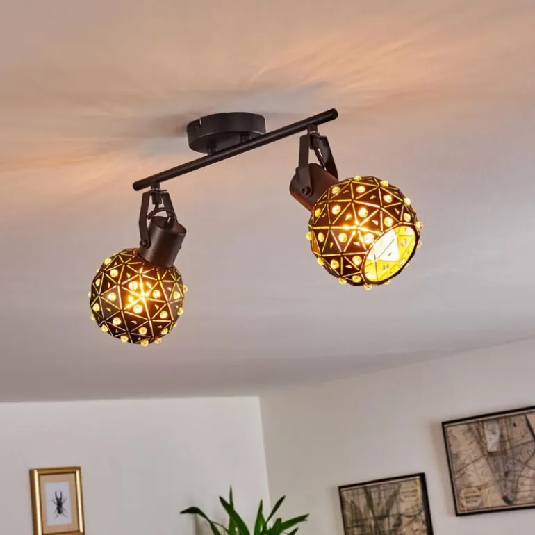 Plafonnier Sunasau Noir, 2 lumières