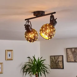Plafonnier Sunasau Noir, 2 lumières