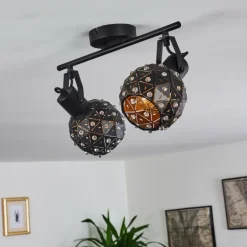 Plafonnier Sunasau Noir, 2 lumières