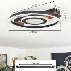 Plafonnier Taboneira LED Noir, 1 lumière