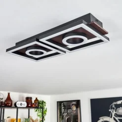 Plafonnier Taboneira LED Brun foncé, Noir, 2 lumières