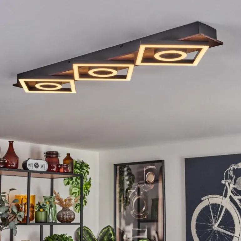 Plafonnier Taboneira LED Brun foncé, Noir, 3 lumières