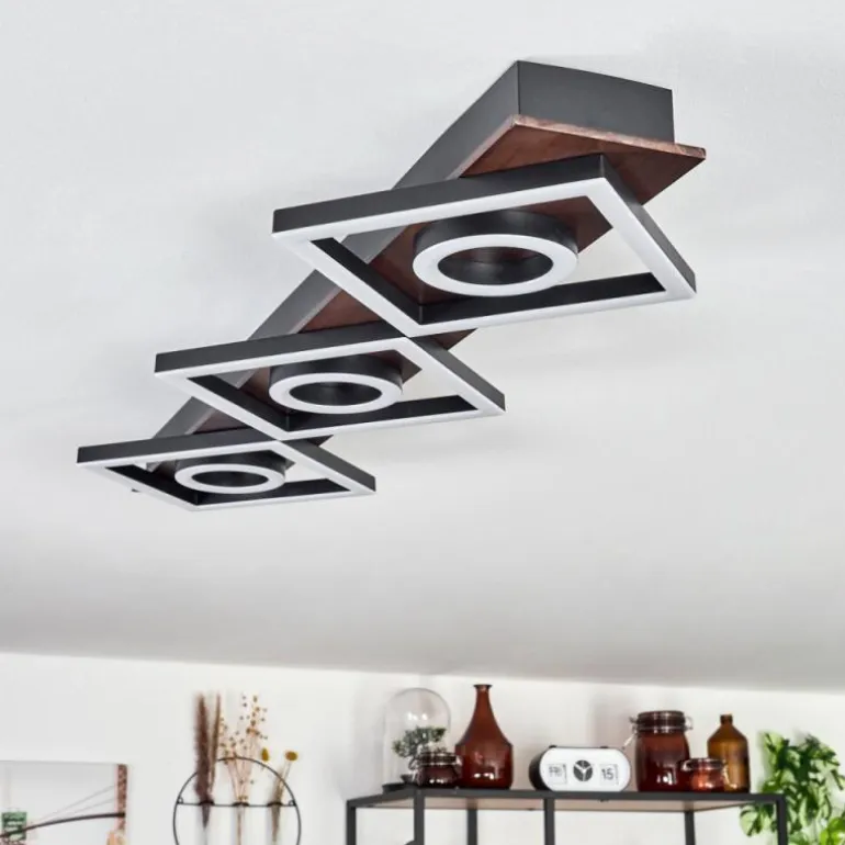 Plafonnier Taboneira LED Brun foncé, Noir, 3 lumières
