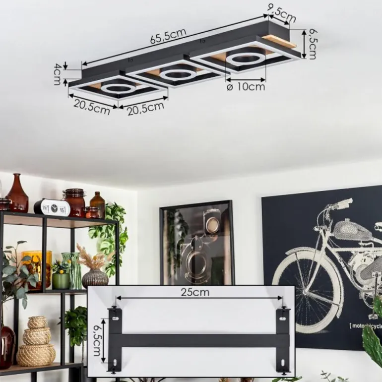 Plafonnier Taboneira LED Écru, Noir, 3 lumières