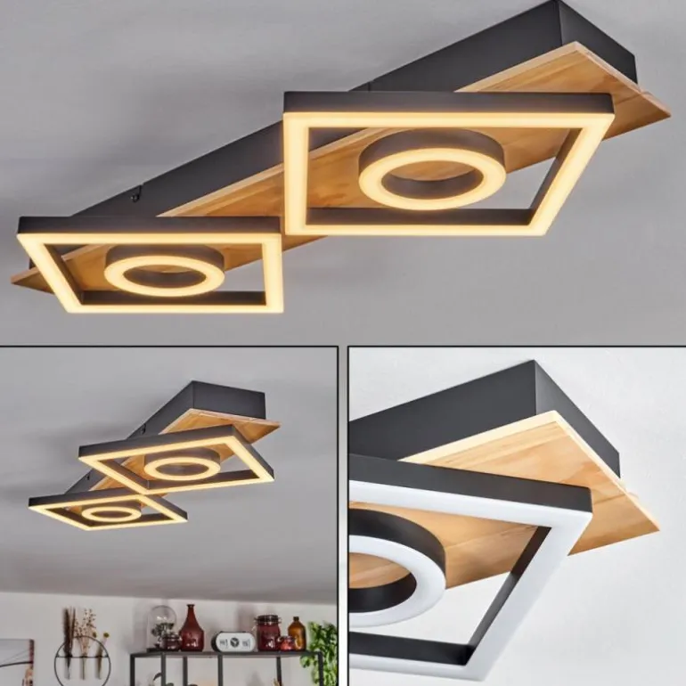 Plafonnier Taboneira LED Écru, Noir, 2 lumières
