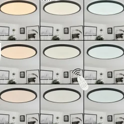 Plafonnier Tamesch LED Noir, 1 lumière, Télécommandes