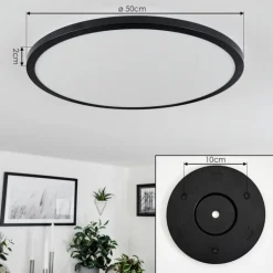 Plafonnier Tamesch LED Noir, 1 lumière, Télécommandes