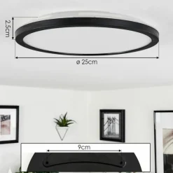 Plafonnier Tamesch LED Noir, 1 lumière