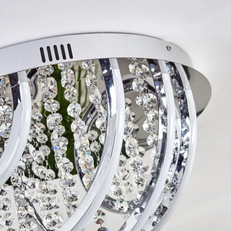 Plafonnier Toirano LED Chrome, Scintillant, Argenté, Blanc, 2 lumières, Télécommandes, Changeur de couleurs