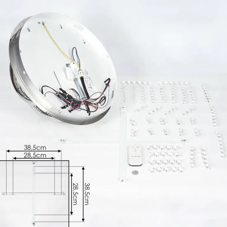 Plafonnier Toirano LED Chrome, Scintillant, Argenté, Blanc, 2 lumières, Télécommandes, Changeur de couleurs