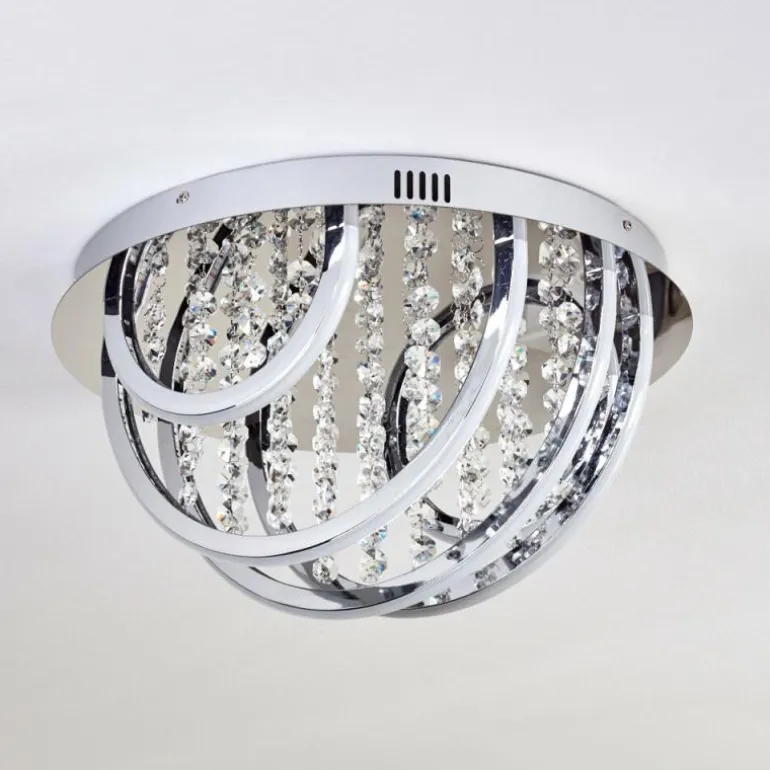 Plafonnier Toirano LED Chrome, Scintillant, Argenté, Blanc, 2 lumières, Télécommandes, Changeur de couleurs