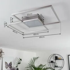 Plafonnier Torresella LED Nickel mat, 2 lumières, Télécommandes