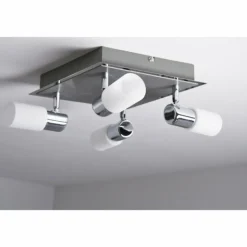 Plafonnier Trio 8214 LED Aluminium, Chrome, Acier inoxydable, 4 lumières
