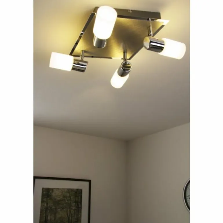 Plafonnier Trio 8214 LED Aluminium, Chrome, Acier inoxydable, 4 lumières