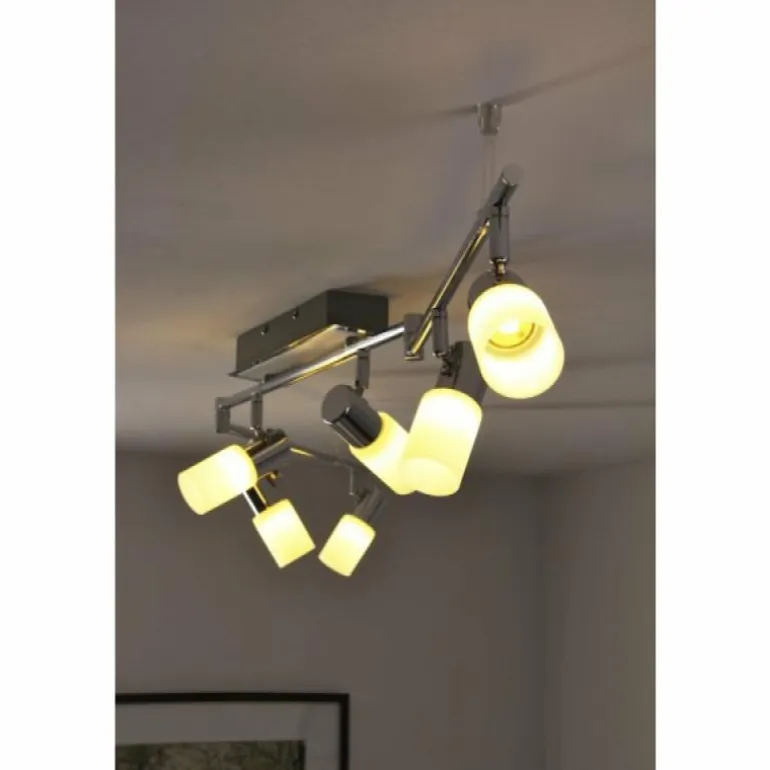 Plafonnier Trio 8214 LED Aluminium, Chrome, Acier inoxydable, 6 lumières