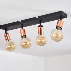 Plafonnier Tulla Cuivre, Noir, 4 lumières