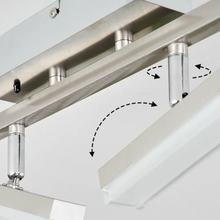 Plafonnier Vehkala LED Chrome, Nickel mat, 2 lumières, Télécommandes, Changeur de couleurs