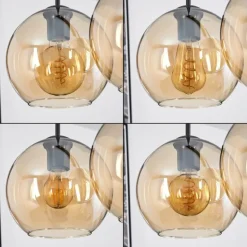 Plafonnier Verre 20 cm Koyoto Ambre, 3 lumières