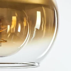 Plafonnier Verre 25 cm Koyoto Or, Clair, 4 lumières