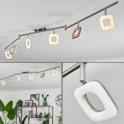 Plafonnier Villenauxe LED Nickel mat, 6 lumières