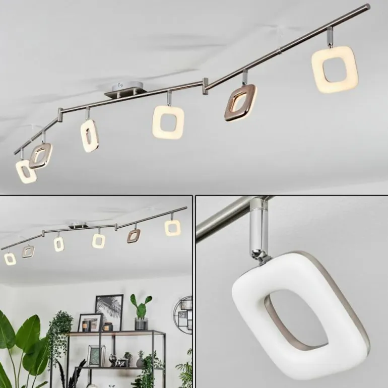 Plafonnier Villenauxe LED Nickel mat, 6 lumières