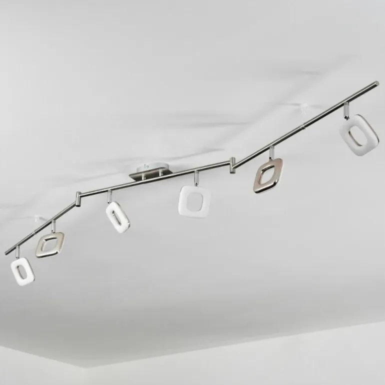Plafonnier Villenauxe LED Nickel mat, 6 lumières