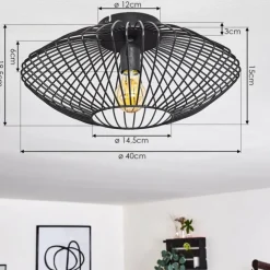 Plafonnier Wemude Noir, 1 lumière