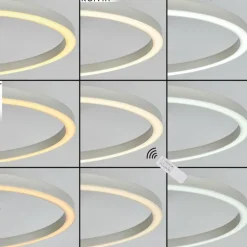 Plafonnier Xena LED Nickel mat, 1 lumière, Télécommandes