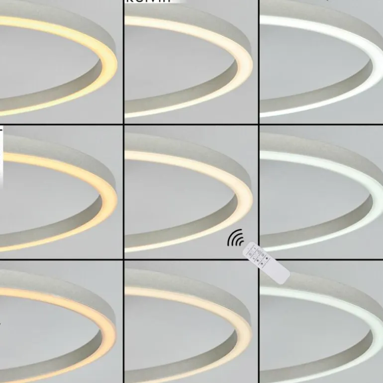 Plafonnier Xena LED Nickel mat, 1 lumière, Télécommandes