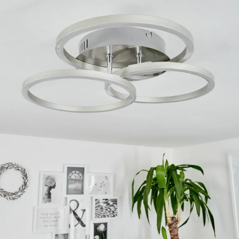 Plafonnier Xena LED Nickel mat, 1 lumière, Télécommandes