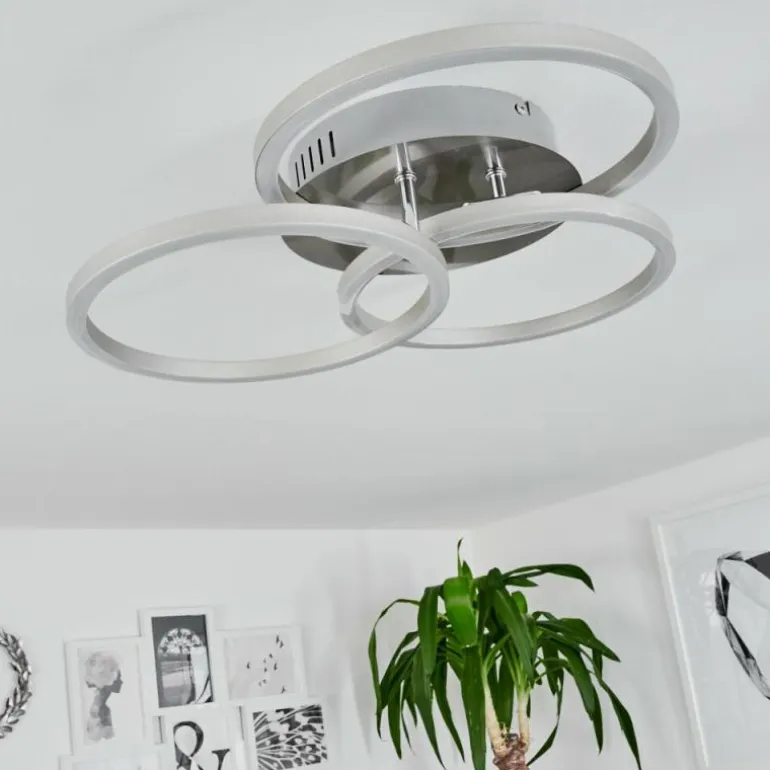 Plafonnier Xena LED Nickel mat, 1 lumière, Télécommandes