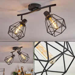 Plafonnier Yaak Noir, 2 lumières