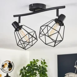 Plafonnier Yaak Noir, 2 lumières