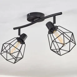 Plafonnier Yaak Noir, 2 lumières