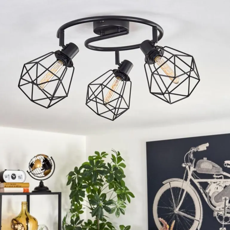 Plafonnier Yaak Noir, 3 lumières