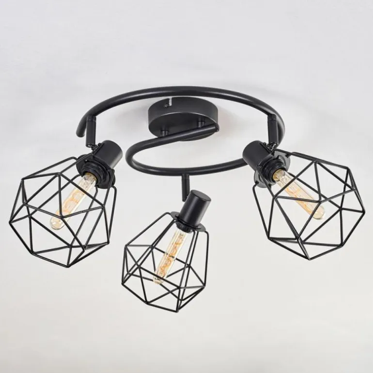 Plafonnier Yaak Noir, 3 lumières