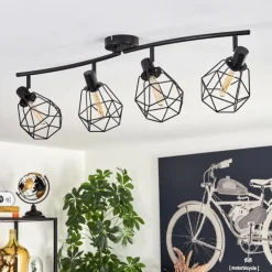 Plafonnier Yaak Noir, 4 lumières