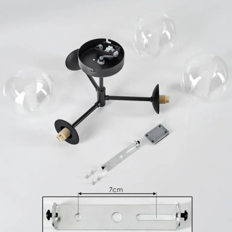 Plafonnier Yucao Noir, 3 lumières