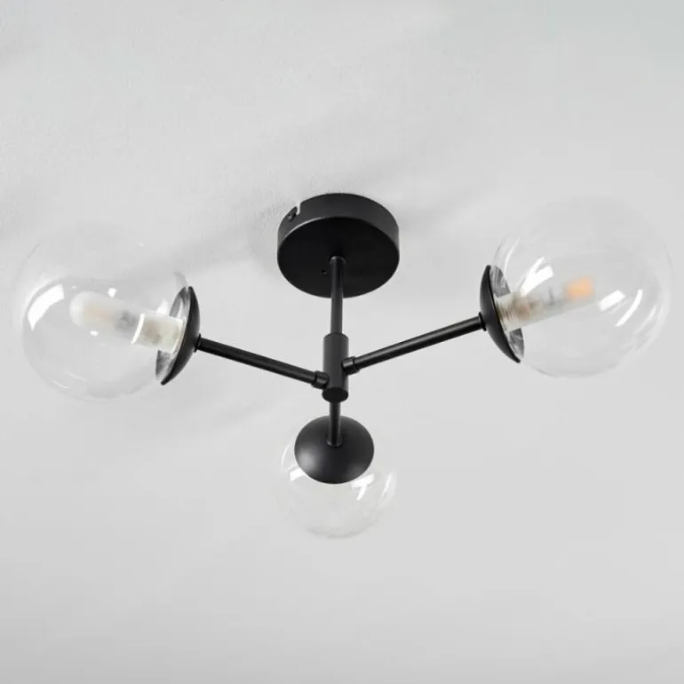 Plafonnier Yucao Noir, 3 lumières