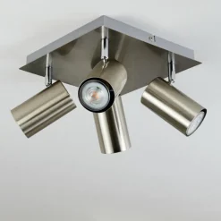 Plafonnier Zuoz Chrome, Nickel mat, 4 lumières