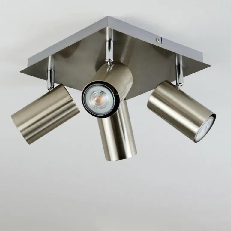Plafonnier Zuoz Chrome, Nickel mat, 4 lumières