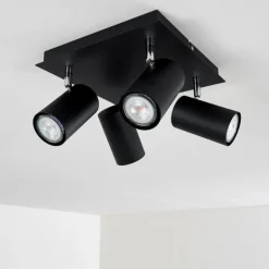Plafonnier Zuoz Chrome, Noir, 4 lumières