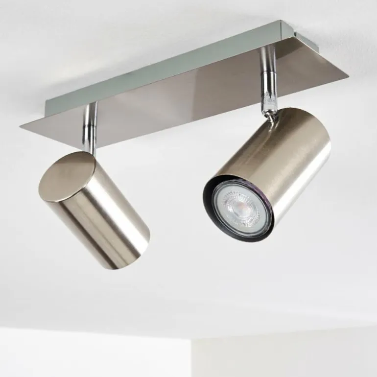 Plafonnier Zuoz Nickel mat, 2 lumières