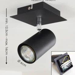 Plafonnier Zuoz Noir, 1 lumière