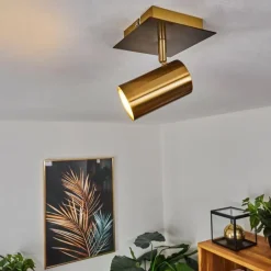 Plafonnier Zuoz Vieux laiton, 1 lumière