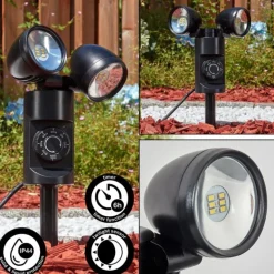 Plingshult Luminaire extérieur, Pieu, Eclairage de chemin LED Noir, 2 lumières
