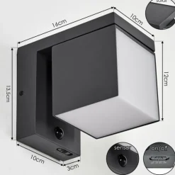 Pocilgas Lampe murale d´extérieur, Spot mural LED Anthracite, 1 lumière, Détecteur de mouvement