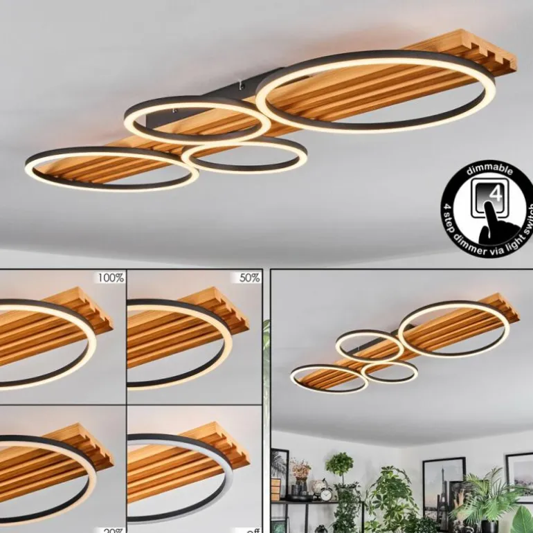 Pompu Plafonnier LED Écru, Noir, 1 lumière