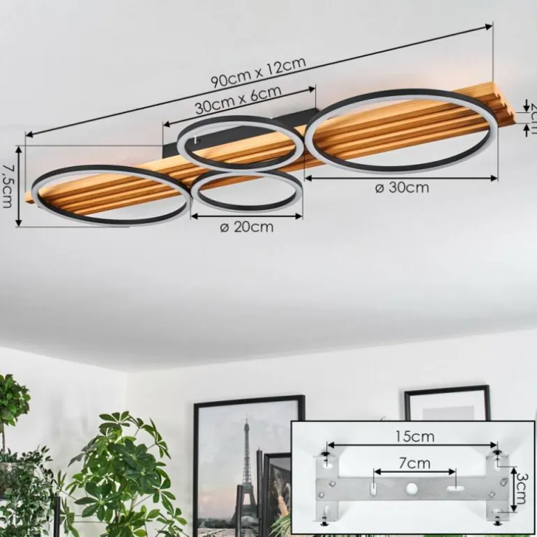 Pompu Plafonnier LED Écru, Noir, 1 lumière