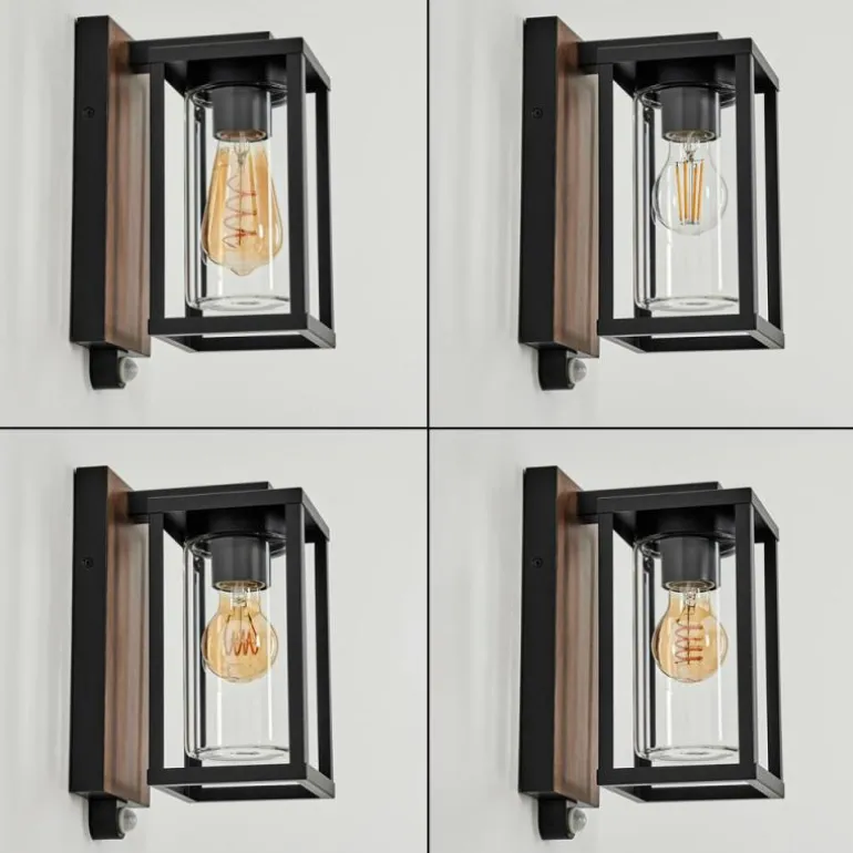Portalis Lampe murale d´extérieur Brun, Couleur bois, Noir, 1 lumière, Détecteur de mouvement